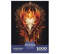 Jigsaw Puzzles 1000 Piece for Teenagers Flame Phoenix Skull Coding Adult Puzzles Relax Games Pattern Assembly Great Gift for Gaming 70x50cm/1000pcs