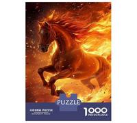 Jigsaw Puzzles 1000 Piece for Teenagers Flaming Horse in Motion Adult Puzzles Relax Games Pattern Assembly Great Gift for Gaming 70x50cm/1000pcs
