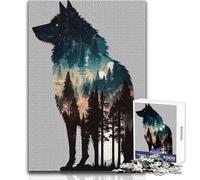 Jigsaw Puzzles 1000 Piece for Teenagers Forest Wolf Silhouette Toy Intellectual Game Staycation Kill Time Secret Santa Gifts Size 50x75cm