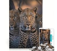 Jigsaw Puzzles 1000 Piece for Teenagers Four Leopards Portrait, Educational Games, Pattern Assembly, Artists' Collection, Fine Arts 38X26CM