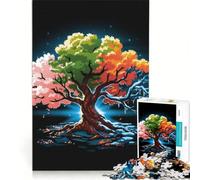 Jigsaw Puzzles 1000 Piece for Teenagers Four Seasons Tree, Educational Games, Pattern Assembly, Artists' Collection, Fine Arts 38X26CM