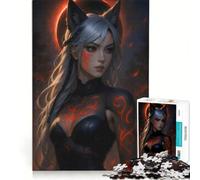 Jigsaw Puzzles 1000 Piece for Teenagers Fox Warrior with Red Tattoos, Educational Games, Pattern Assembly, Artists' Collection, Fine Arts 38X52CM