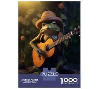 Jigsaw Puzzles 1000 Piece for Teenagers Frog Hat Playing Guitar Adult Puzzles Hands-on Game Perfect Decoration Great Gift for Gaming 52x38cm/1000pcs