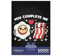 Jigsaw Puzzles 1000 Piece for Teenagers Funny Couples, You Complete Me - Cute Bacon & Egg Jigsaw Puzzle Relax Games Analysis And Logic Educational Challenge 38x26cm/1000pcs