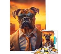 Jigsaw Puzzles 1000 Piece for Teenagers Gangster Boxer Dog Difficult And Challenge Home Decoration Relaxing Games for And 14 Years And over (38X26CM)