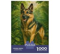 Jigsaw Puzzles 1000 Piece for Teenagers German Shepherd in Lush Greenery Painting Adult Puzzles Relax Games Pattern Assembly Great Gift for Gaming 52x38cm/1000pcs