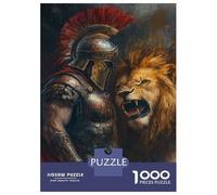Jigsaw Puzzles 1000 Piece for Teenagers Gladiator & Lion Clash Adult Puzzles Relax Games Pattern Assembly Great Gift for Gaming 38x26cm/1000pcs