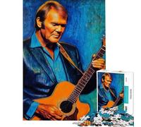 Jigsaw Puzzles 1000 Piece for Teenagers Glen Campbell Guitarist Portrait Fun Activities at Home Learning Educational Fun Games Suitable for Ages 14 And Up (38x52cm)