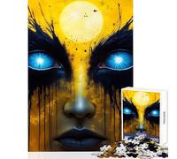 Jigsaw Puzzles 1000 Piece for Teenagers Glowing Eyes Abstract Art Home Decoration Toys Birthday Gift Impossible Game Artists' Collection, Fine Arts Size 50x75cm