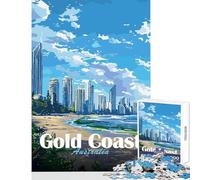 Jigsaw Puzzles 1000 Piece for Teenagers Gold Coast Skyline Fun Group Bonding Activity Indoors Memorable Festive Present Option (38x26cm)
