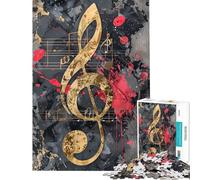 Jigsaw Puzzles 1000 Piece for Teenagers Gold Music Notes Adult Jigsaw Toy Wall Decor Improve Memory Gifts for Friends And Family (Size 38x52cm)