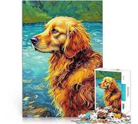 Jigsaw Puzzles 1000 Piece for teenagers Golden Retriever by the Lake Quizspiel Geburtstagsgeschenk, Geschenke52x38cm