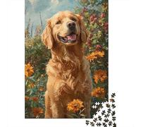Jigsaw Puzzles 1000 Piece for Teenagers Golden Retriever Garden-2 Puzzles for Adults Fun Games Analysis And Logic Educational Challenge 38x26cm/1000pcs