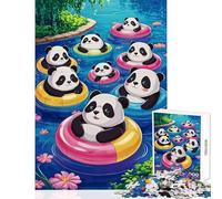 Jigsaw Puzzles 1000 Piece for Teenagers Happy Swimming Pandas Fun Group Bonding Activity Indoors Memorable Festive Present Option (50x75cm)