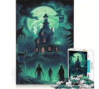 Jigsaw Puzzles 1000 Piece for Teenagers Haunted House with Ghosts in Moonlight, Educational Games, Pattern Assembly, Artists' Collection, Fine Arts 50X75CM