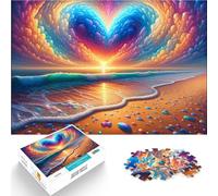 Jigsaw Puzzles 1000 Piece for teenagers Heart-Shaped Rainbow Cloud Sunset DIY-Spielzeug Wichtelgeschenke52x38cm