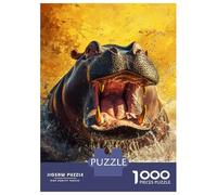 Jigsaw Puzzles 1000 Piece for Teenagers Hippo Roar in Water Adult Puzzles Relax Games Pattern Assembly Great Gift for Gaming 38x26cm/1000pcs