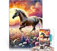 Jigsaw Puzzles 1000 Piece for teenagers Horse Running Through Field Hands-on-Spiel Verbessern Sie das Gedächtnis38x26cm