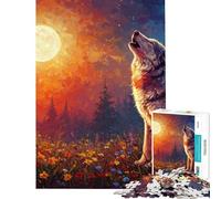 Jigsaw Puzzles 1000 Piece for Teenagers Howling Wolf Under The Moonlight Challenging To Complete For Family Fun Anti-Stress Toys for And 14 Years And over (38x52cm)