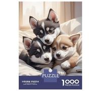 Jigsaw Puzzles 1000 Piece for Teenagers Husky Puppies Puzzle for Adults Toy Wall Decor Difficult Challenge Challenging To Complete 52x38cm/1000pcs