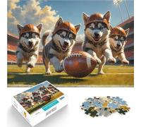 Jigsaw Puzzles 1000 Piece for teenagers Husky Pups Old School Football DIY-Spielzeug Tolle Geschenke und Spielzeuge38x26cm