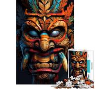 Jigsaw Puzzles 1000 Piece for Teenagers Indigenous Tribe Tiki Mask Puzzles for Adults Hands-on Game Difficult Challenge Challenging To Complete (Size 38x52cm)