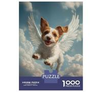 Jigsaw Puzzles 1000 Piece for Teenagers Jack Russell Terrier Angel Pet Tribute Print Dog with Angel Wings Puzzle for Adults Toy Wall Decor Difficult Challenge Challenging To Complete 70x50cm/1000pcs
