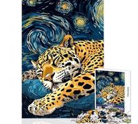 Jigsaw Puzzles 1000 Piece for Teenagers Jaguar Sleeping Under Starry Night Sky Practical Game for The Whole Family DIY Toys Every Piece Is Unique - (52X38cm)