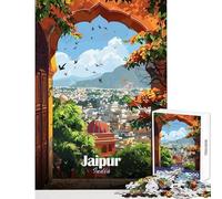 Jigsaw Puzzles 1000 Piece for Teenagers Jaipur, India︰ Cityscape Through Archway Fun Group Bonding Activity Indoors Memorable Festive Present Option (50x75cm)