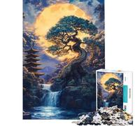 Jigsaw Puzzles 1000 Piece for Teenagers Japanese Bonsai Tree Pagoda Gold Jigsaw for Adults Hands-on Game Analysis And Logic Great Gifts for Gaming (Size 50x75cm)