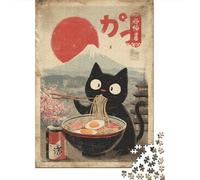 Jigsaw Puzzles 1000 Piece for Teenagers Japanese Ramen Cat Poster-6 Jigsaw Puzzle Relaxing Games Wall Decoration Gifts for Friends And Family 70x50cm/1000pcs