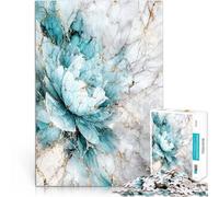 Jigsaw Puzzles 1000 Piece for teenagers Kintsugi Teal Flower on Marble Lernspielzeug Lernspiel für Geburtstag, Weihnachten50x70cm