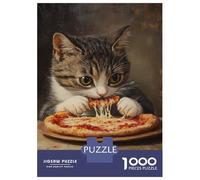 Jigsaw Puzzles 1000 Piece for Teenagers Kitty's Pizza Feast -2 Teenager Puzzles Hands-on Game Wall Decoration Challenging To Complete 52x38cm/1000pcs