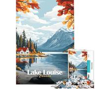 Jigsaw Puzzles 1000 Piece for Teenagers Lake Louise Canada Poster Fun at Home Activities, Hand Speed Race Hands-on Game for Age 14+ Game (38x52cm)