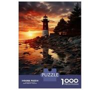 Jigsaw Puzzles 1000 Piece for Teenagers Lighthouse Sunset Coastal Scene Jigsaw Puzzle Fun Games Perfect Decoration Gifts for Friends And Family 38x26cm/1000pcs