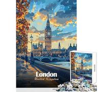Jigsaw Puzzles 1000 Piece for Teenagers London, United Kingdom Cityscape Art Fun Group Bonding Activity Indoors Memorable Festive Present Option (50x75cm)