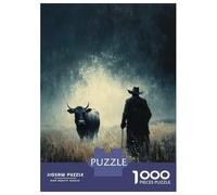 Jigsaw Puzzles 1000 Piece for Teenagers Lone Figure And Bull Puzzle for Adults Relax Games Home Decoration Educational Challenge 38x26cm/1000pcs