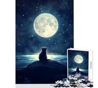 Jigsaw Puzzles 1000 Piece for Teenagers Lonely Racoon In Moonlight Home Decoration Toys Gift For Birthdays Educational Games Every Piece Is Unique - Size 38x52cm
