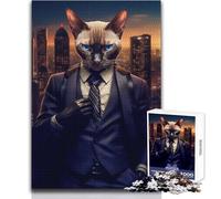 Jigsaw Puzzles 1000 Piece for Teenagers Mafia Siamese Cat Soothing Relaxing Leisure Time Accurate Interlock Precision Toy Size 50x75cm