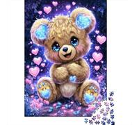 Jigsaw Puzzles 1000 Piece for Teenagers Magical Teddy Bear with Hearts Puzzles for Adults Fun Games Analysis And Logic Educational Challenge 38x26cm/1000pcs