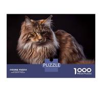 Jigsaw Puzzles 1000 Piece for Teenagers Main Coon Cat Adult Puzzles Hands-on Game Perfect Decoration Great Gift for Gaming 38x26cm/1000pcs