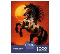 Jigsaw Puzzles 1000 Piece for Teenagers Majestic Horse Rearing Under A Fiery Sky Puzzles for Adults Anti-Stress Toys Analysis And Logic Birthday Present, Gifts, 38x26cm/1000pcs