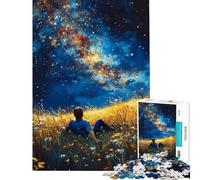Jigsaw Puzzles 1000 Piece for Teenagers Man Gazing at The Starry Sky Jigsaw for Adults Hands-on Game Analysis And Logic Great Gifts for Gaming (Size 38x26cm)