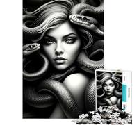 Jigsaw Puzzles 1000 Piece for Teenagers Medusa The Gorgon B﹨uW Help The Brain Exercise For Family Fun Fun Games Suitable for Ages 14 And Up (50x75cm)