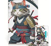 Jigsaw Puzzles 1000 Piece for Teenagers Mighty Samurai Cat Educational Games Pattern Assembly Artists' Collection Fine Arts 50x75cm