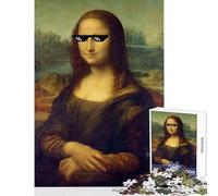 Jigsaw Puzzles 1000 Piece for Teenagers Mona Lisa Meme Sunglasses Practical Game for The Whole Family DIY Toys Every Piece Is Unique - (26X38cm)