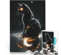 Jigsaw Puzzles 1000 Piece for teenagers Moon Black Cat for Educational Game Challenge Toy 50x75cm Funny Gift for Age 14 Years Up