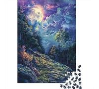 Jigsaw Puzzles 1000 Piece for Teenagers Moonlit Forest Landscape Jigsaw Puzzle Relaxing Games Wall Decoration Gifts for Friends And Family 52x38cm/1000pcs