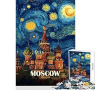 Jigsaw Puzzles 1000 Piece for Teenagers Moscow Russia Starry Night Style Art Fun Games Pattern Assembly Anti-Stress Toys Every Piece Is Unique - (38X26cm)