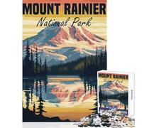 Jigsaw Puzzles 1000 Piece for Teenagers Mount Rainier National Park Poster Fun Group Bonding Activity Indoors Memorable Festive Present Option (50x75cm)